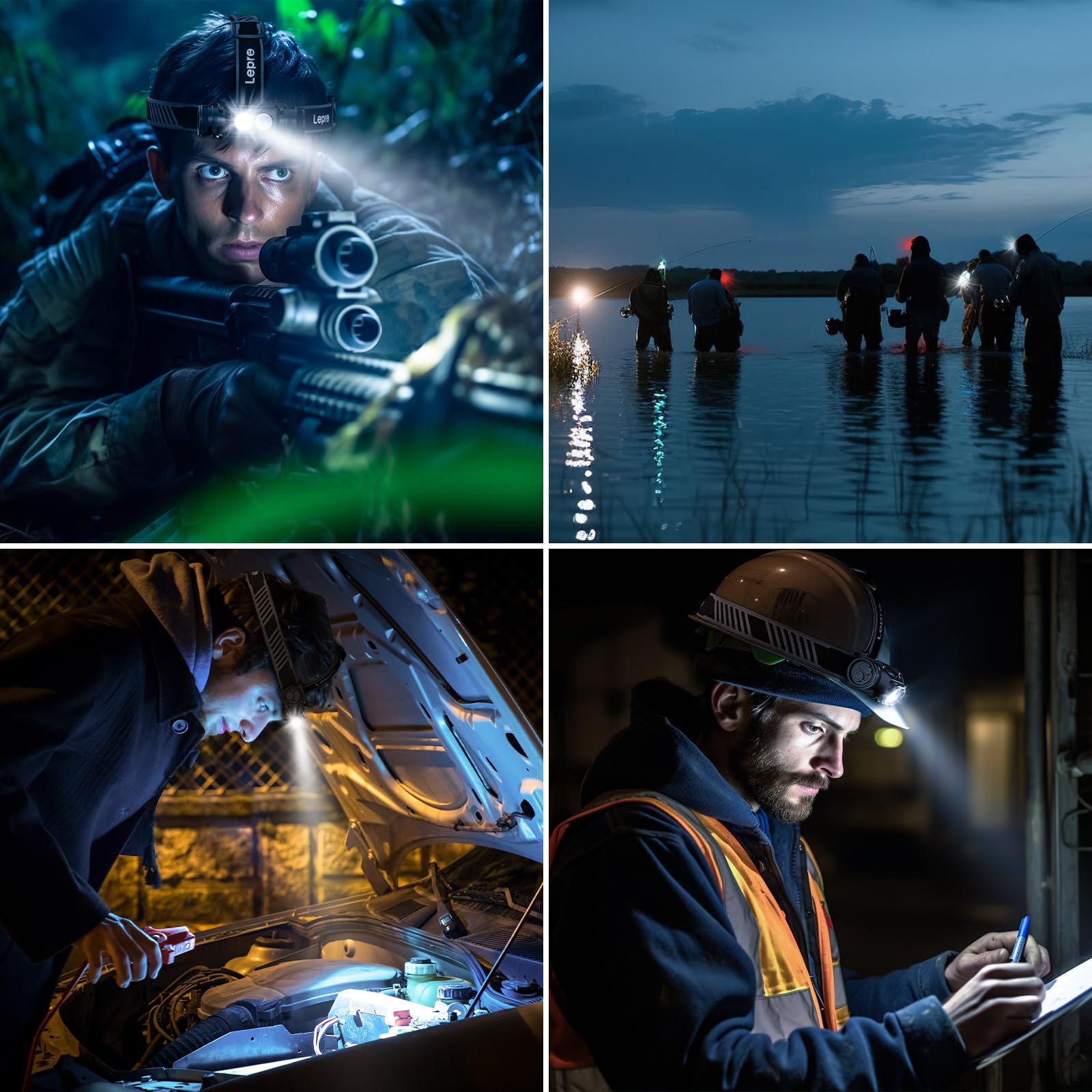 Lepro 1000 Lumen Headlamp Rechargeable - Powerful Detachable Head Lamp with 2200 mAh Battery, Super Bright 500FT Flashlight Beam, IP65 Waterproof LED Headlight for Camping Hiking Hunting Fishing Gear - Image 9
