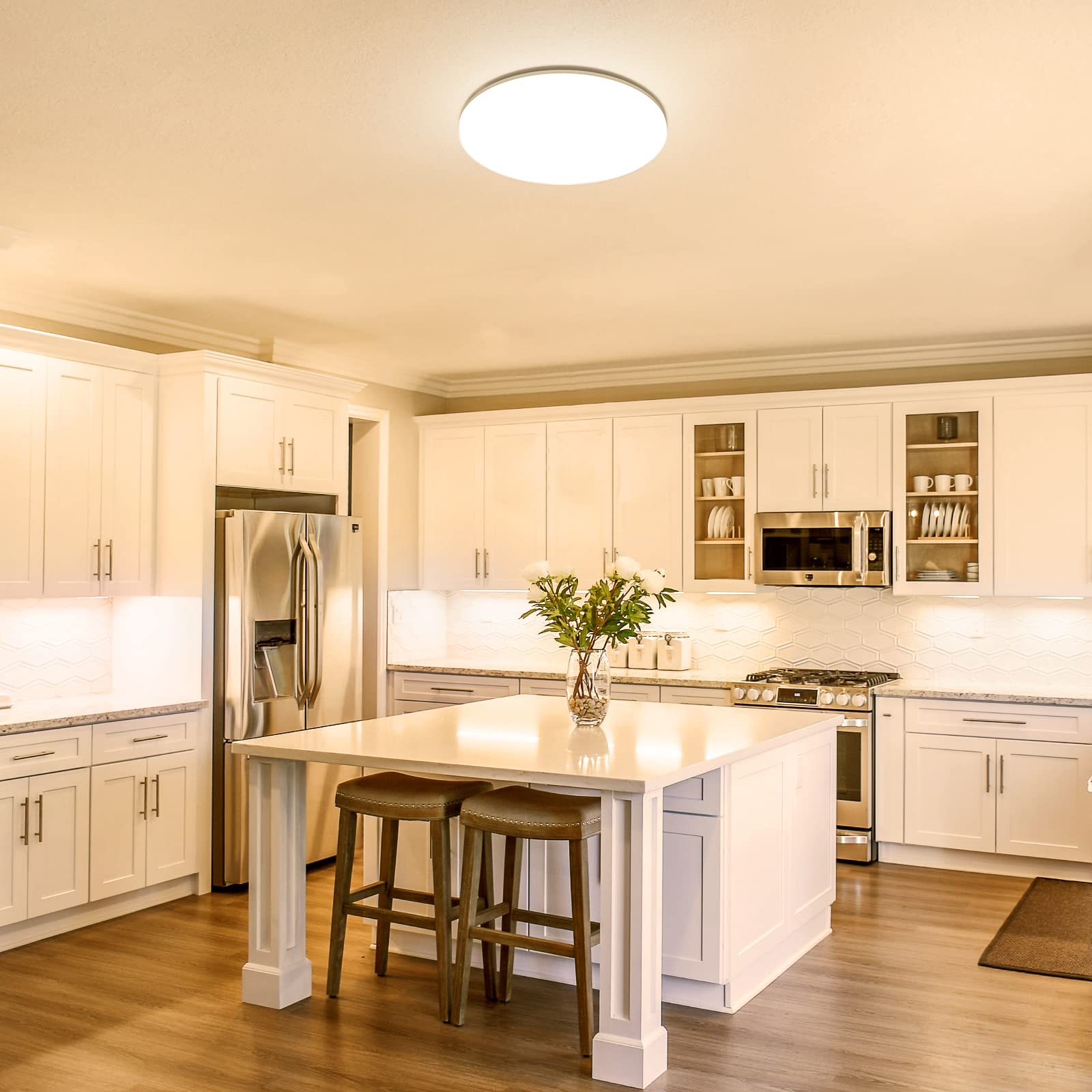 Lepro 11 inch 24 watt Flush Mount LED Ceiling Light 2400 Lumen 200 watt Equivalent, Waterproof, 3000 Kelvin Soft Warm White Bright Ceiling Fixture for Bedroom, Bathroom, Kitchen,Laundry, Living Room - Image 3