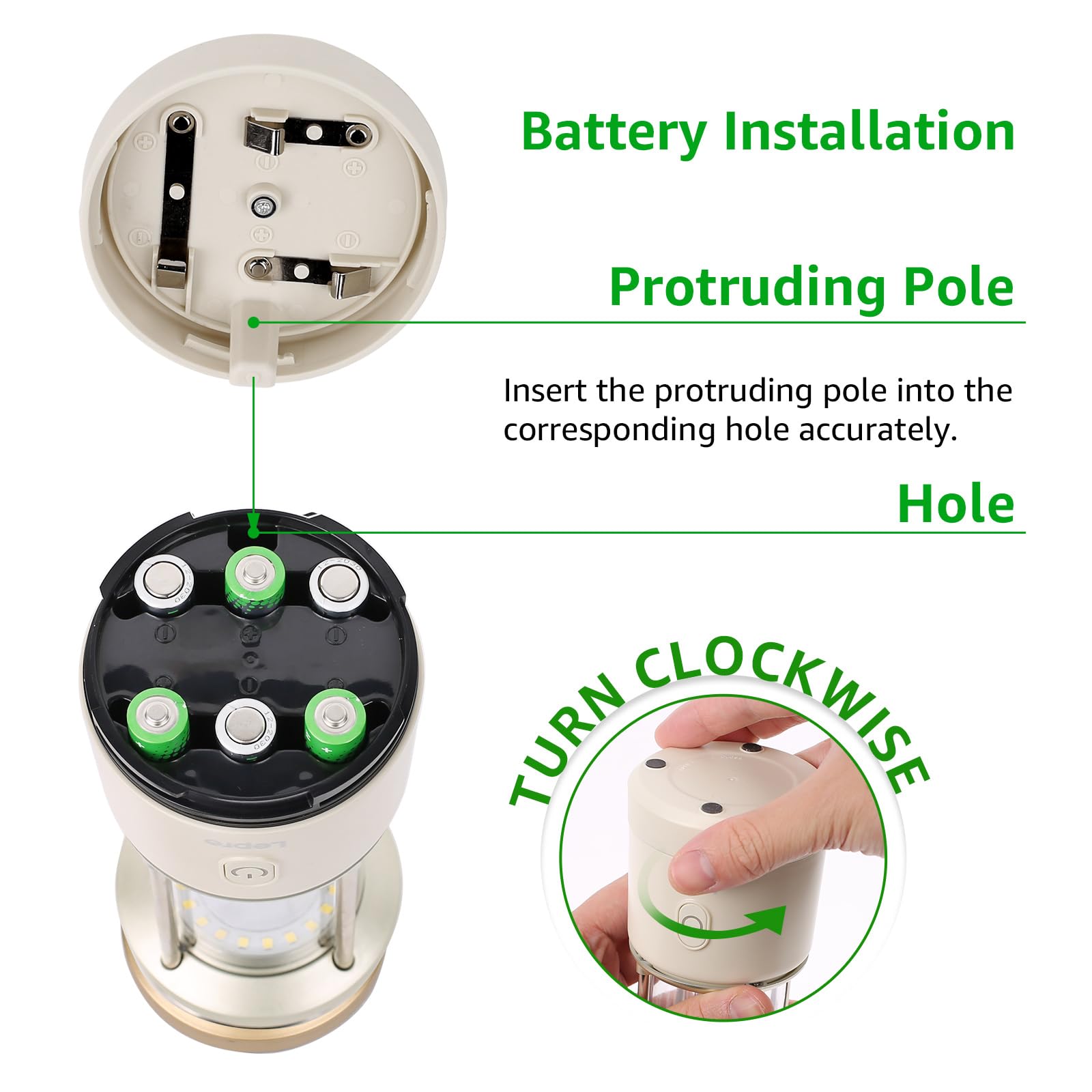 Lepro 1100LM Battery Powered LED Camping Lantern, Waterproof Tent Light with 5 Light Modes, Camping Essentials, Portable Lantern Flashlight for Camping, Emergency Light, Power Outage, Not Rechargeable - Image 6