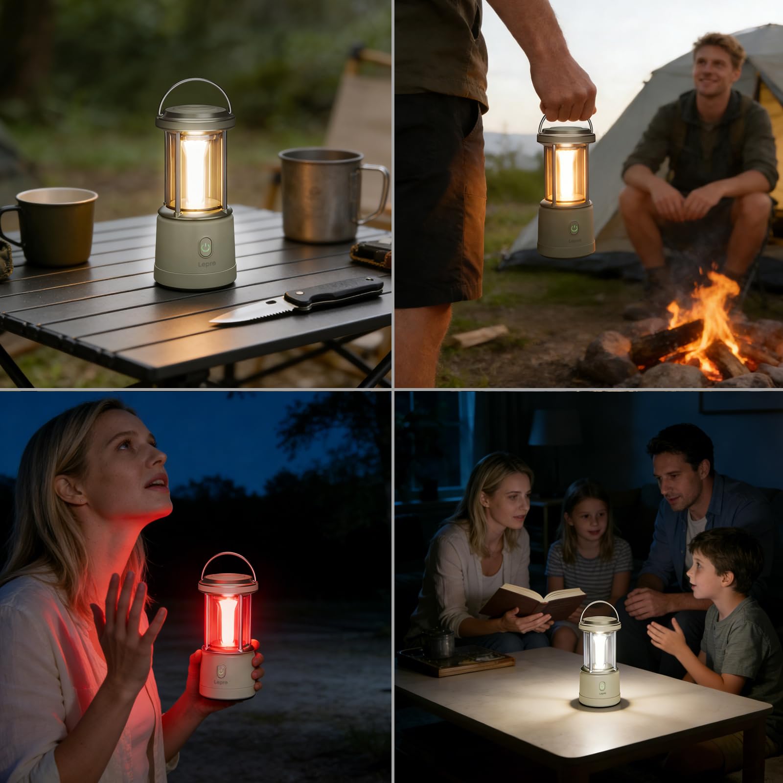 Lepro 1100LM Battery Powered LED Camping Lantern, Waterproof Tent Light with 5 Light Modes, Camping Essentials, Portable Lantern Flashlight for Camping, Emergency Light, Power Outage, Not Rechargeable - Image 7