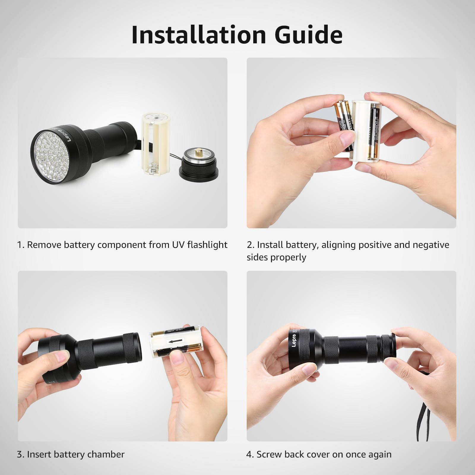 Lepro 51 LEDs UV Light Handheld Blacklight, UV Flashlight Black Light, 395nm Detector for Pet Urine, Stains, Bed Bug and Scorpions, Battery Not Included - Image 8