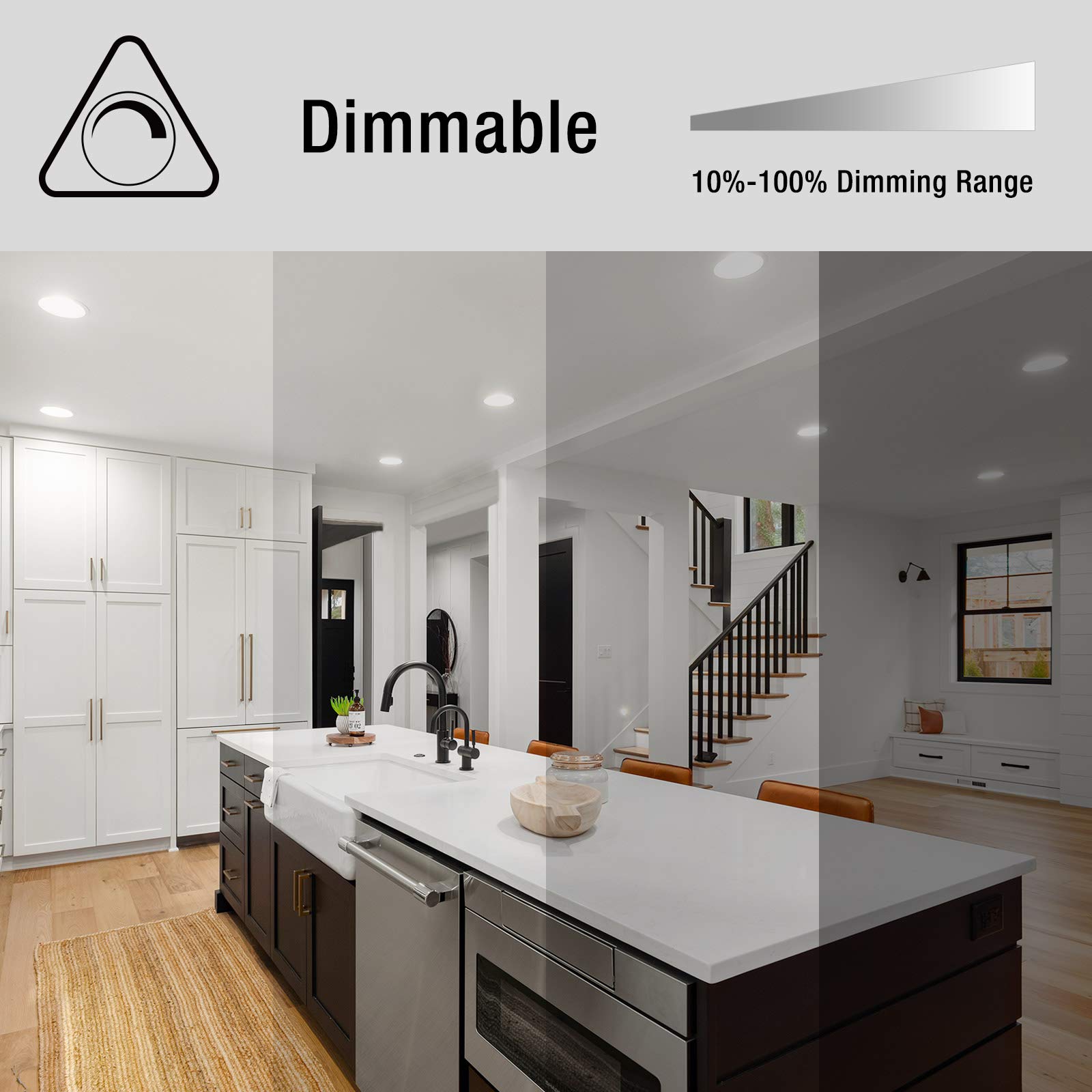 Lepro 6 Pack 6 Inch LED Recessed Ceiling Light with Junction Box, 5000 Kelvin Daylight Wafer Ultra-Thin, 1050 Lumen Dimmable Retrofit Downlight, 12 watt Eqv. 100 watt, ETL, Energy Star & FCC Certified - Image 9