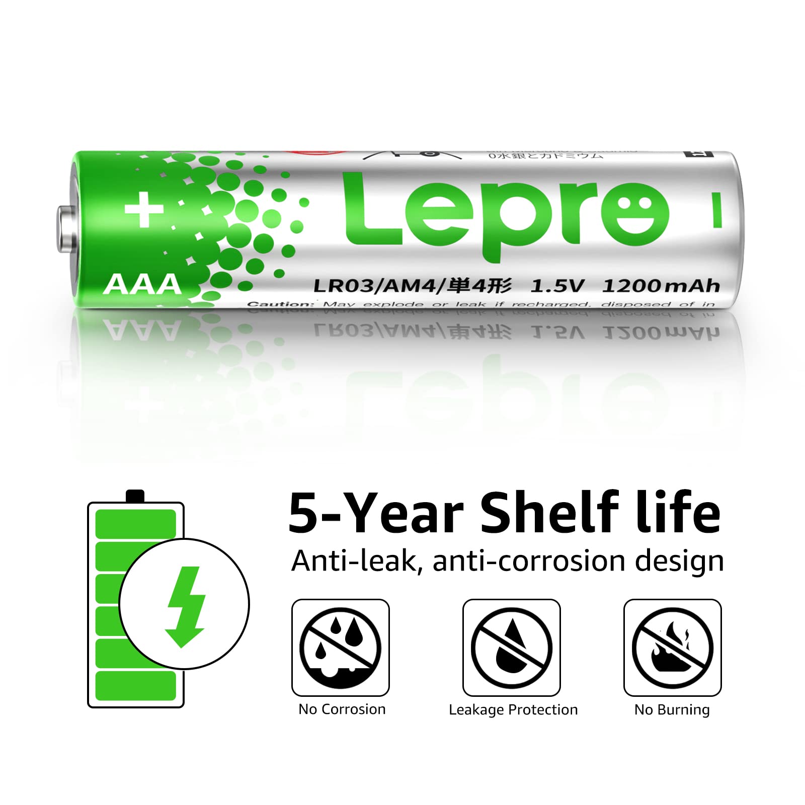 Lepro AAA Batteries 24 Pack, Triple A Batteries with Ultra Long-Lasting Power – High Performance,1.5V Leak-Proof, Corrosion-Resistant Alkaline AAA Batteries, Ideal for Home & Office Devices - Image 3