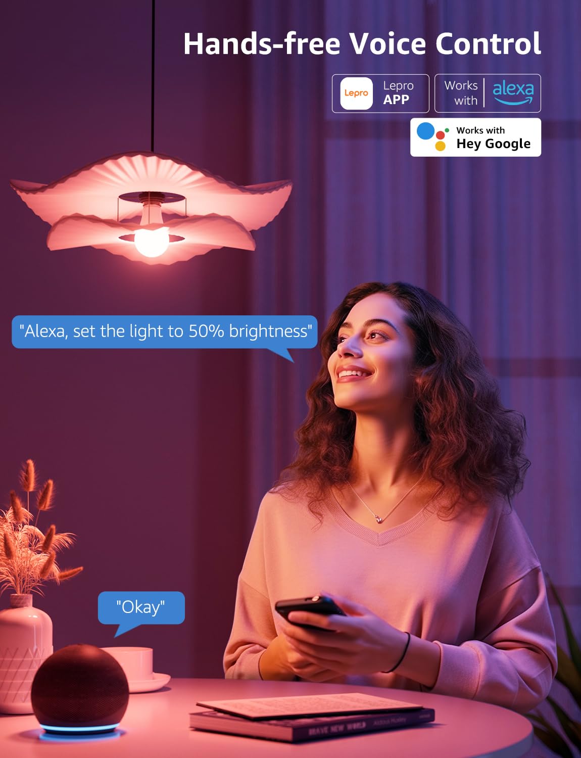 Lepro B2 AI Smart Light Bulbs - 1100LM WiFi & Bluetooth RGBWW Color Changing LED Bulb, Works with Alexa & Google Assistant, Personalized Al Lighting Designer, AI Voice Control, 2.4GHz Only, 2 Pack - Image 6