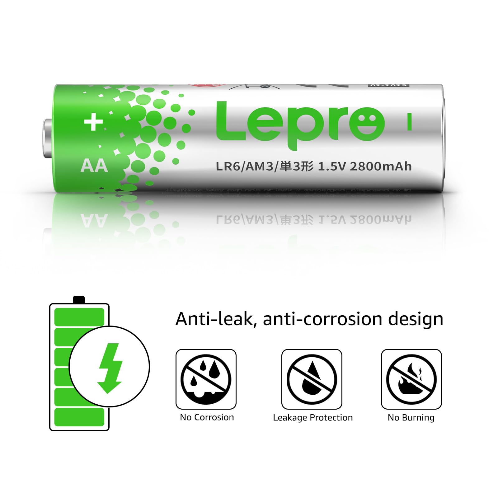 Lepro Batteries Variety Pack, AA and AAA Batteries Combo Pack 24 Count, 2800mAh Alkaline Power - 12 Double AA Batteries and 12 Triple AAA Batteries【Not Rechargeable】 - Image 3