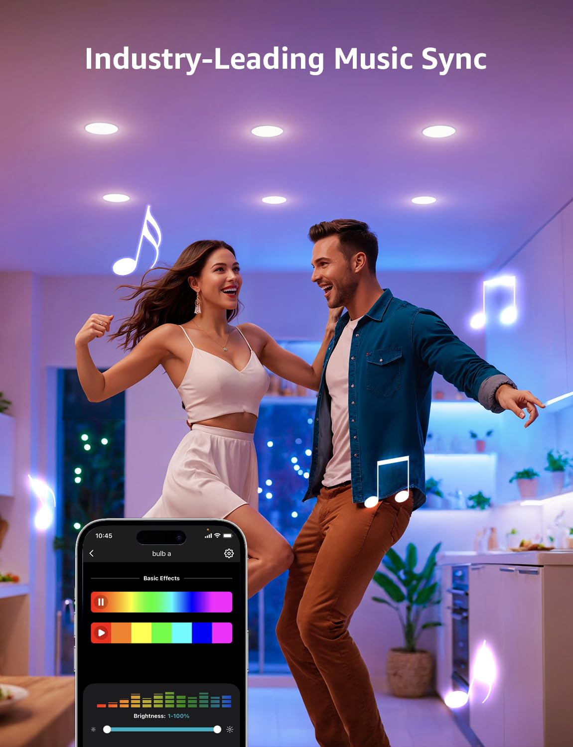 Lepro BR1 AI LED Smart Bulbs - AI Generated Lighting, LightGPM 2 with LLM, LightBeats Music Sync, Voice Control Via App, RGBWW Colors, Compatible with Alexa & Google Assistant, BR30 E26 8W, 4 Packs - Image 5