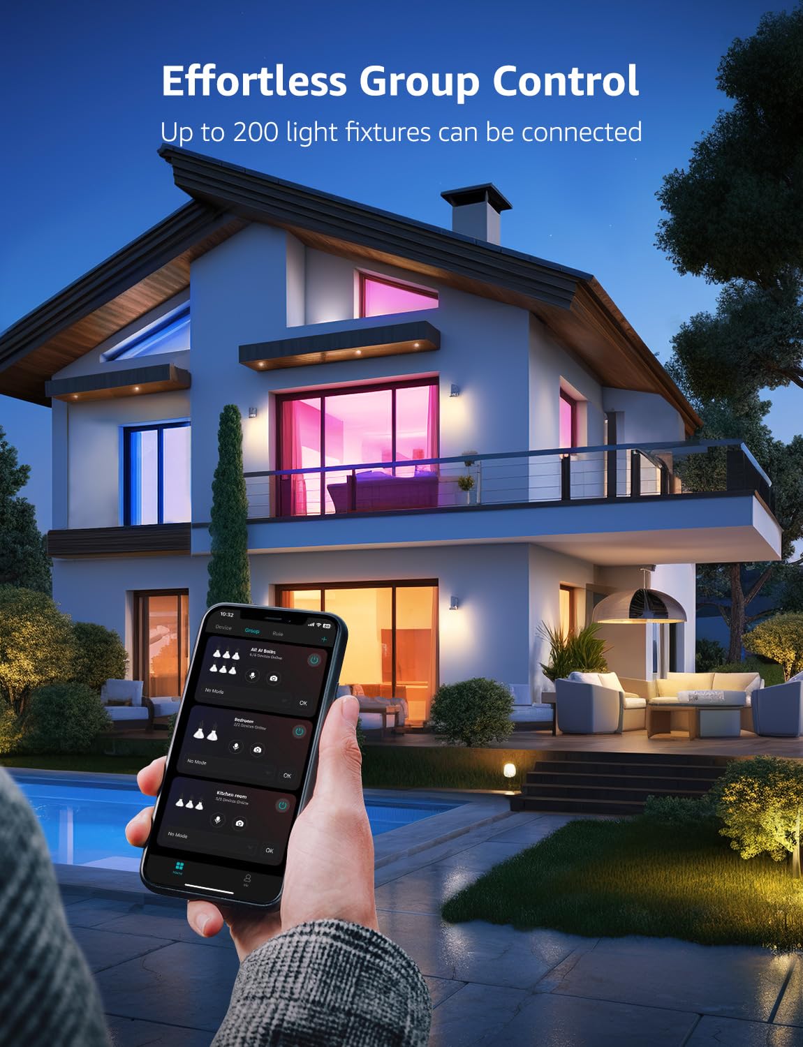 Lepro BR2 AI LED Smart Bulbs - AI Generated Lighting, LightGPM 4 with LLM, LightBeats Music Sync, Voice Control Via App, RGBWW Colors, Compatible with Alexa & Google Assistant, BR30 E26 8W, 4 Packs - Image 6