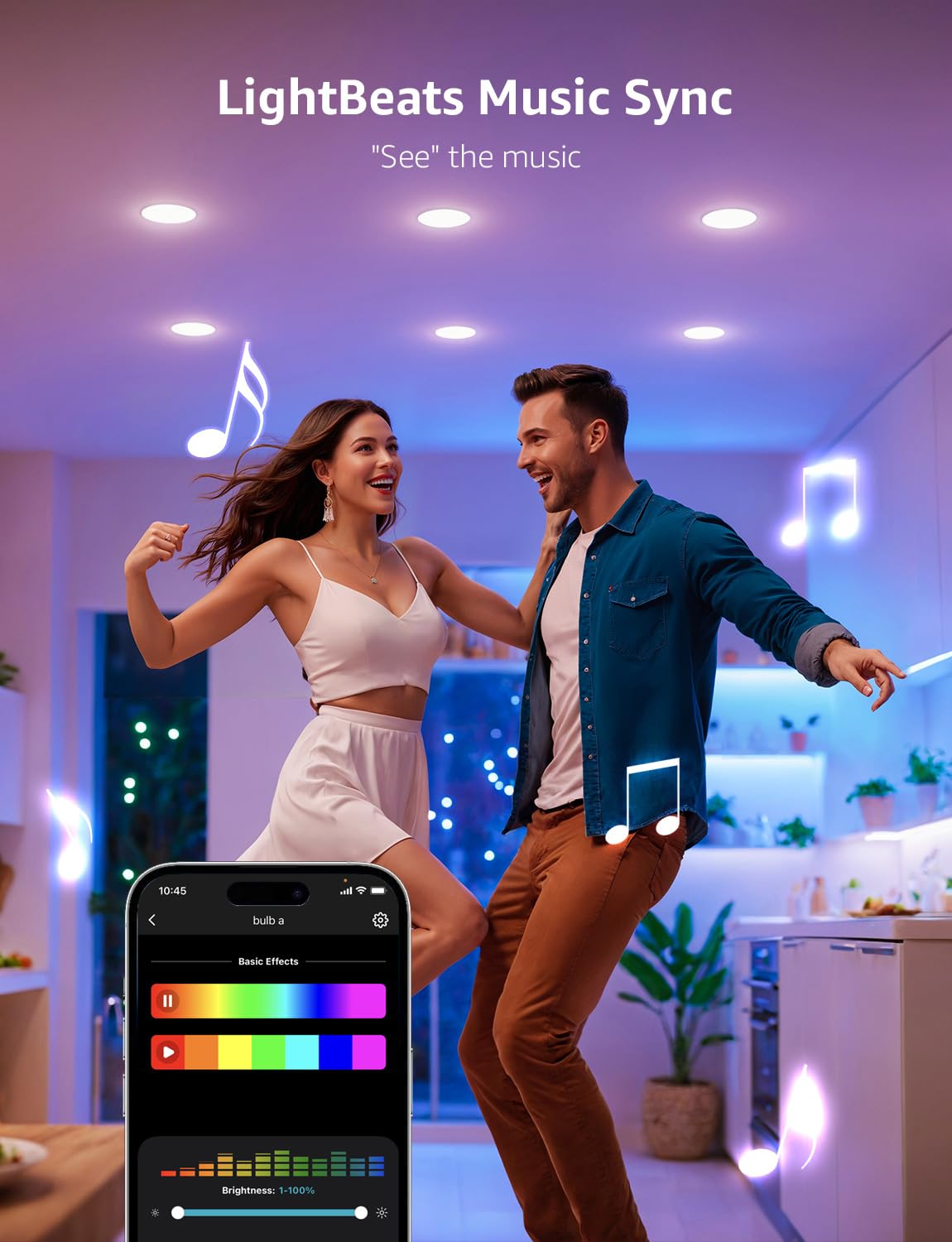 Lepro BR2 AI LED Smart Bulbs - AI Generated Lighting, LightGPM 4 with LLM, LightBeats Music Sync, Voice Control Via App, RGBWW Colors, Compatible with Alexa & Google Assistant, BR30 E26 8W, 4 Packs - Image 5