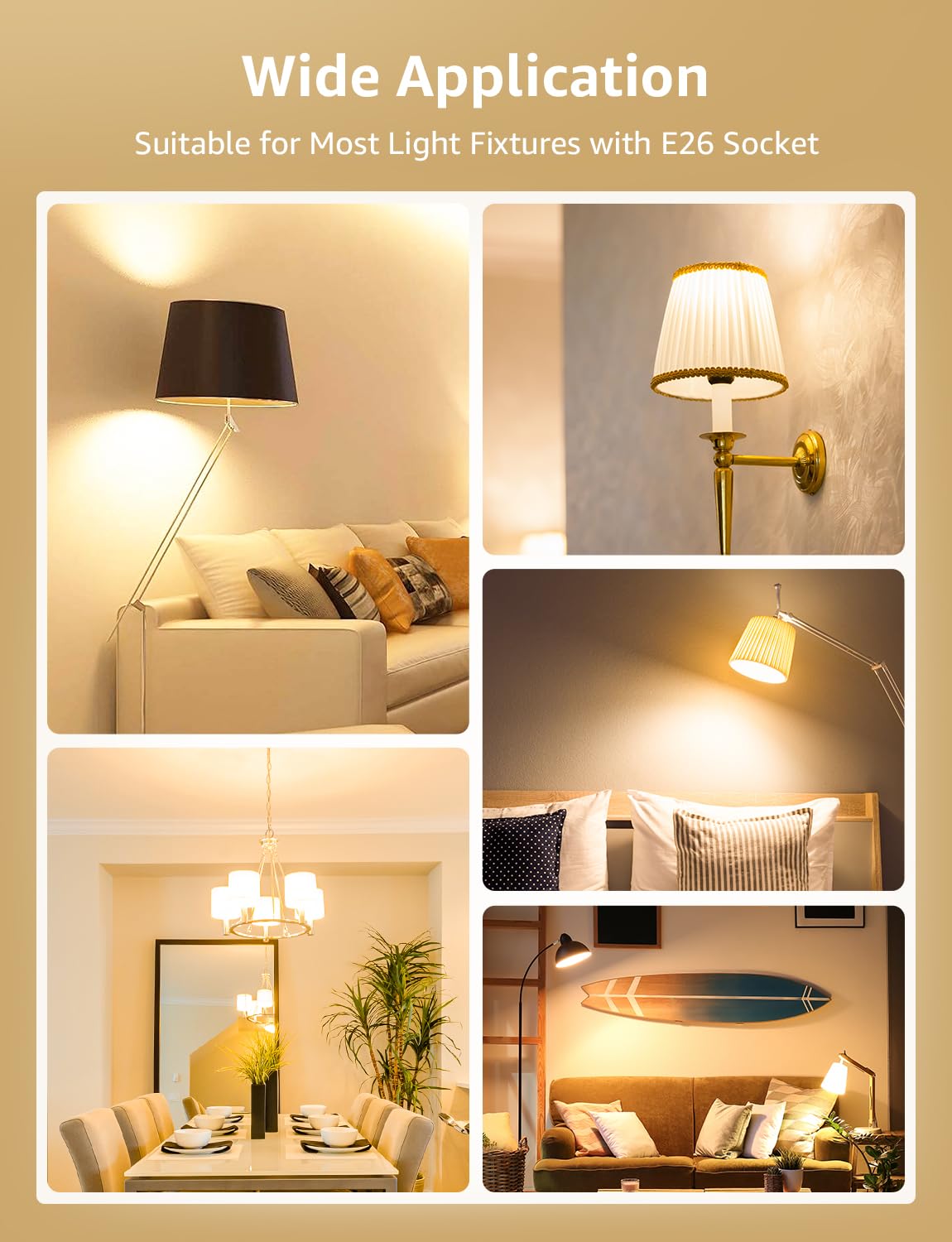 Lepro Dimmable LED Light Bulbs 100 Watt Equivalent, 14W 1500LM Soft Warm White 2700K, A19 E26 Standard Medium Base, UL FCC Listed, 15000 Hour Lifetime, 6 Packs - Image 8