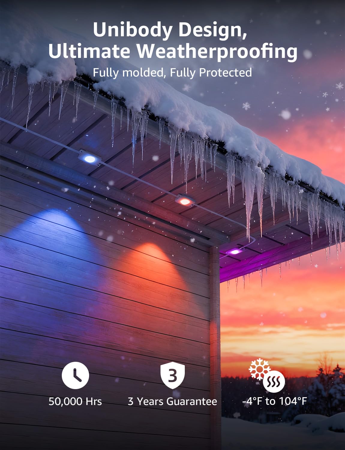 Lepro EE1 AI Permanent Outdoor Lights with Dual-Output, 200ft 120 LED RGB+IC Smart Outside Light for House Christmas Decor,Alexa Google Enabled 2.4 GHz WiFi/Bluetooth, APP Control No Remote Controller - Image 4