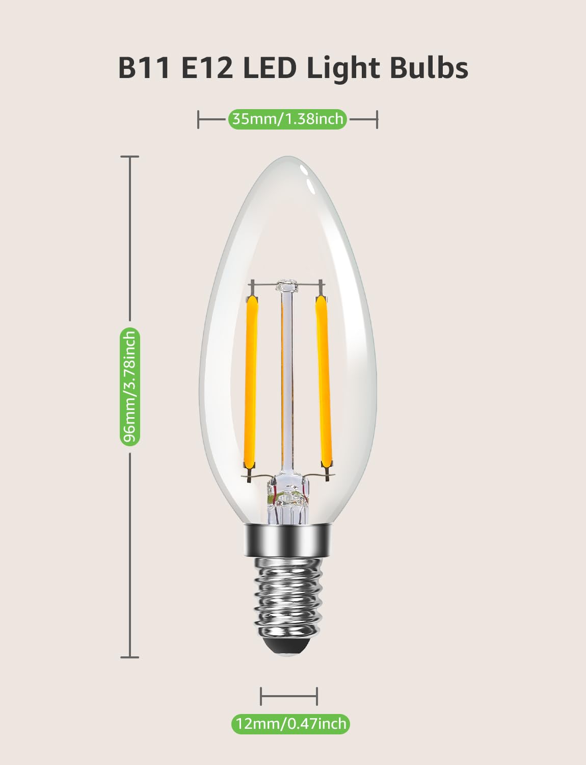 Lepro Led Chandelier Bulbs 60w Equivalent,E12 Dimmable Candelabra Bulbs for Ceiling Fan and Chandelier, 500lm 2700k Soft White Filament Bulbs,Type B Base, Ultra Energy Saving, Long Lifespan, 6-Pack - Image 6