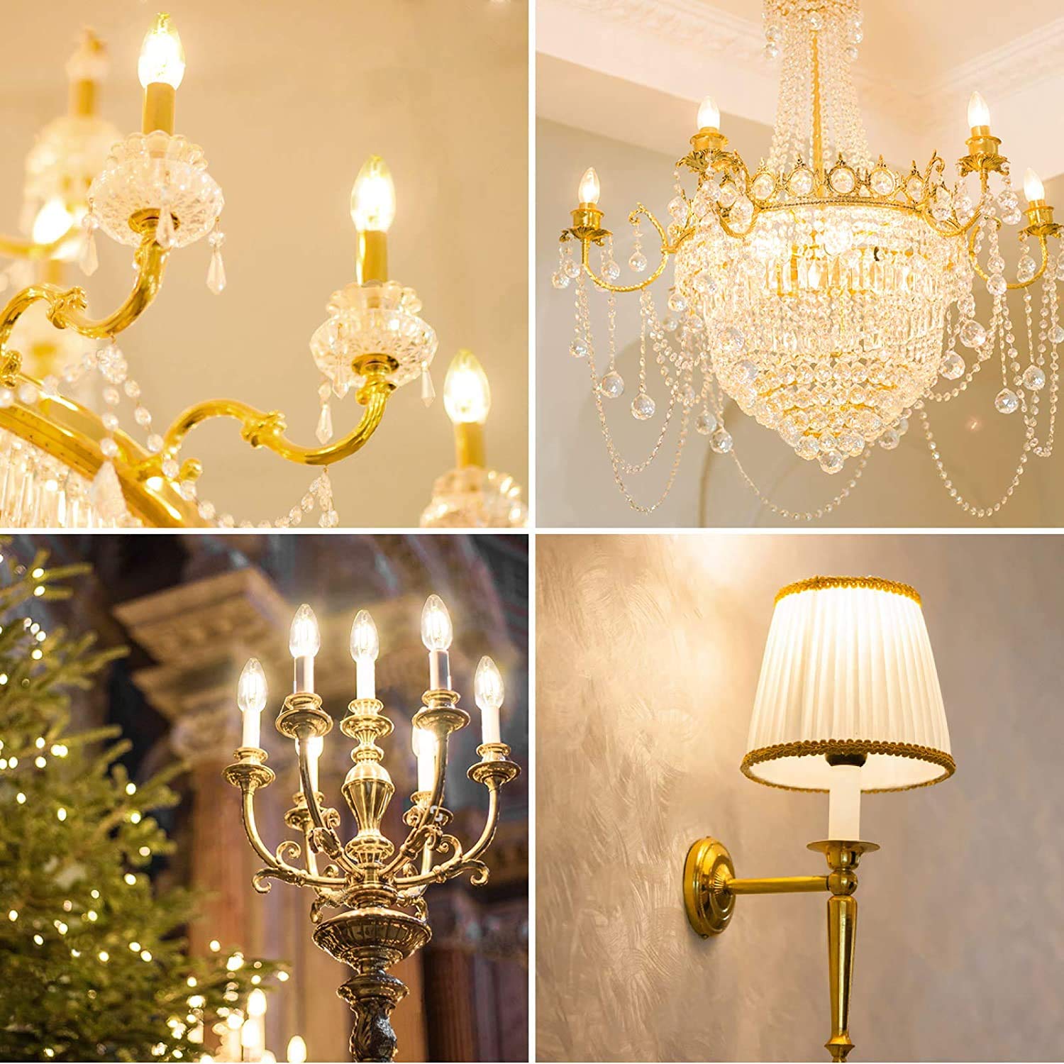 Lepro Led Chandelier Bulbs 60w Equivalent,E12 Dimmable Candelabra Bulbs for Ceiling Fan and Chandelier, 500lm 2700k Soft White Filament Bulbs,Type B Base, Ultra Energy Saving, Long Lifespan, 6-Pack - Image 8