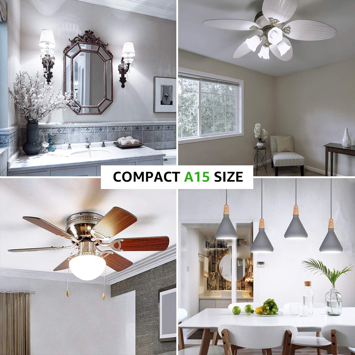 Lepro LED Refrigerator Light Bulb - 40W Equivalent Waterproof Appliance Bulb Replacement for Frigidaire, 5000K Daylight Non-Dimmable Freezer Bulbs with 450 Lumen, 120V 5W A15 E26 Medium Base, 2 Pack - Image 6