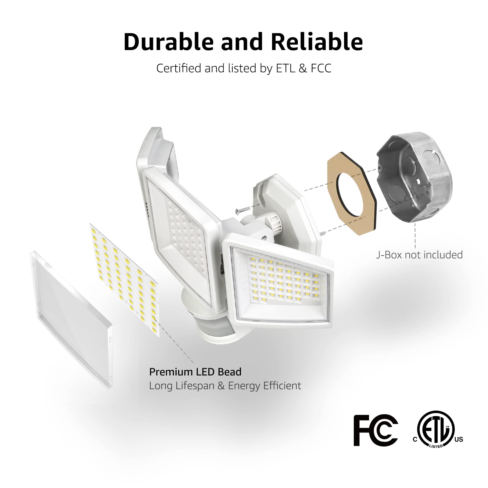 Lepro LED Security Lights, Outdoor Motion Sensor Light, Flood Lights with 3 Adjustable Heads, 270° Wide Lighting Angle, 27W 3200LM Super Bright, IP65 Waterproof for Yard Porch Garage, White - Image 8