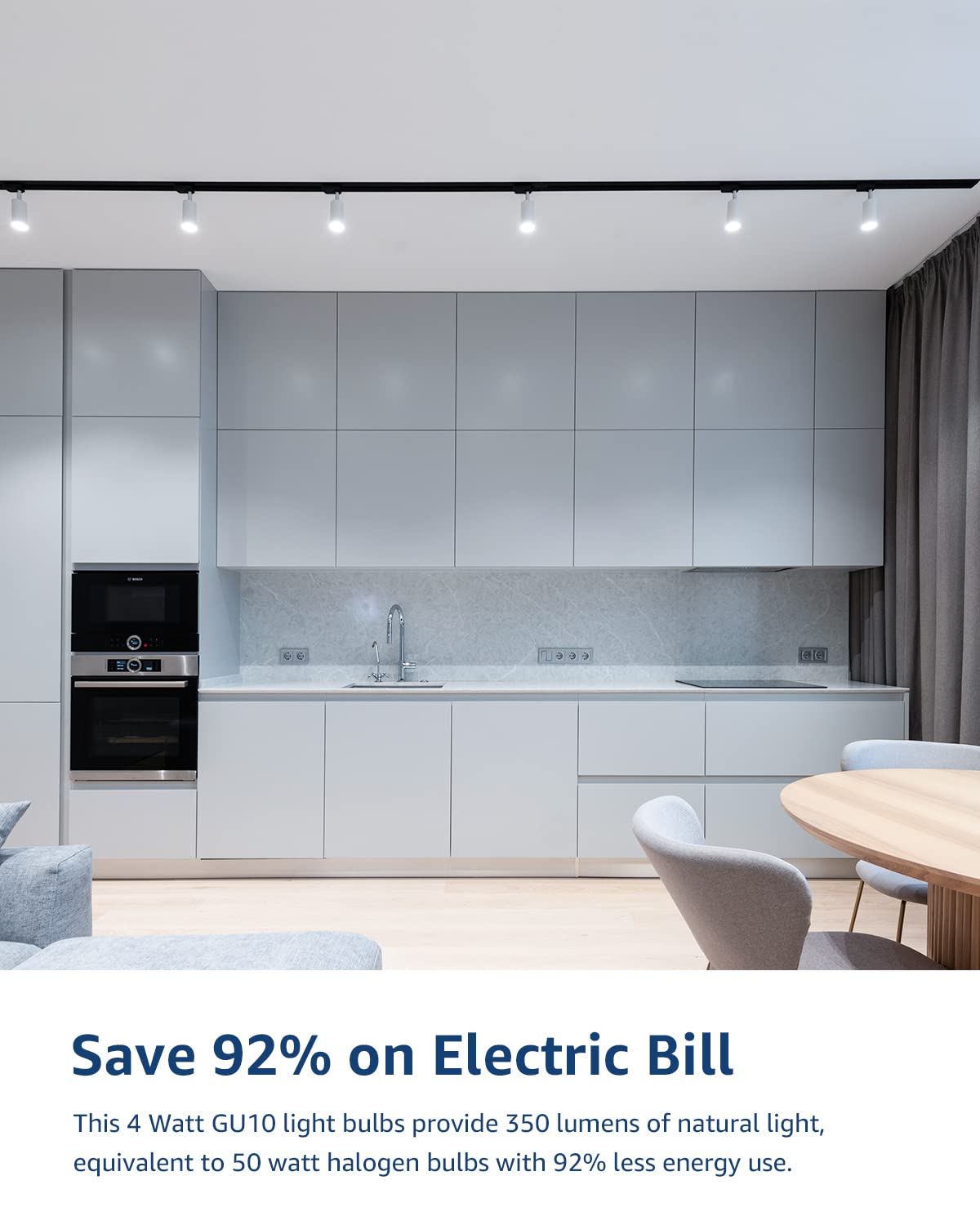 Lepro Non-Dimmable GU10 LED Light Bulbs, 5000K Daylight White GU10 Bulb Replacement for Recessed Track Lighting, 4W LED Bulbs with 100°Flood Beam for Kitchen, Range Hood, Living Room, Bedroom, 6 Pack - Image 4