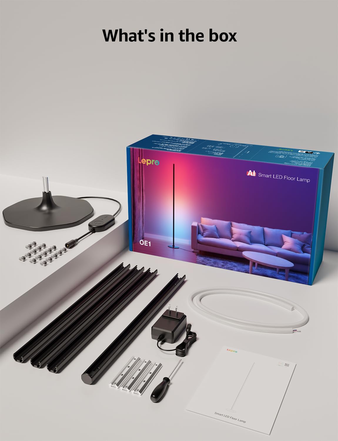 Lepro OE1 AI Corner Floor Lamp, Smart RGBICW LED Corner Lamp with Music Sync, Alexa Enabled, Personalized AI Lighting Designer, Modern Standing Lamp for Living Room/Bedroom,1000LM,2.4G WiFi, No Remote - Image 9