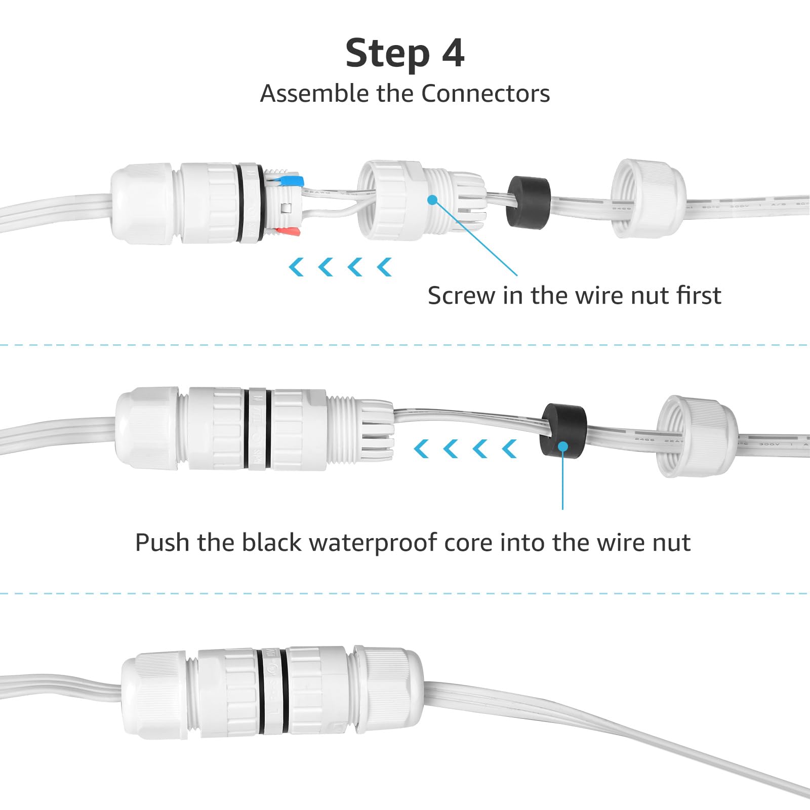 Lepro Permanent Lights Accessories Only – Splice Kit with 20ft Extension Cable and 2 Built in Data Booster/Signal Amplifier, Compatible with Lepro E1 and EE1 Outdoor Lights - Image 6