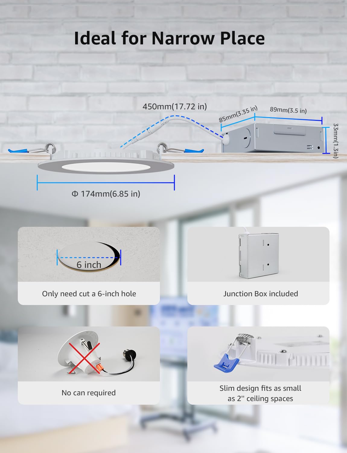 Lepro R2 AI Smart LED Recessed Lighting 6 Inch, RGBCW APP Control Ceiling Lights, Alexa & Google Compatible, 12W 1050LM Slim Canless Downlight, Personalized AI Lighting Designer, 2.4GHz WiFi, 4-Pack - Image 7