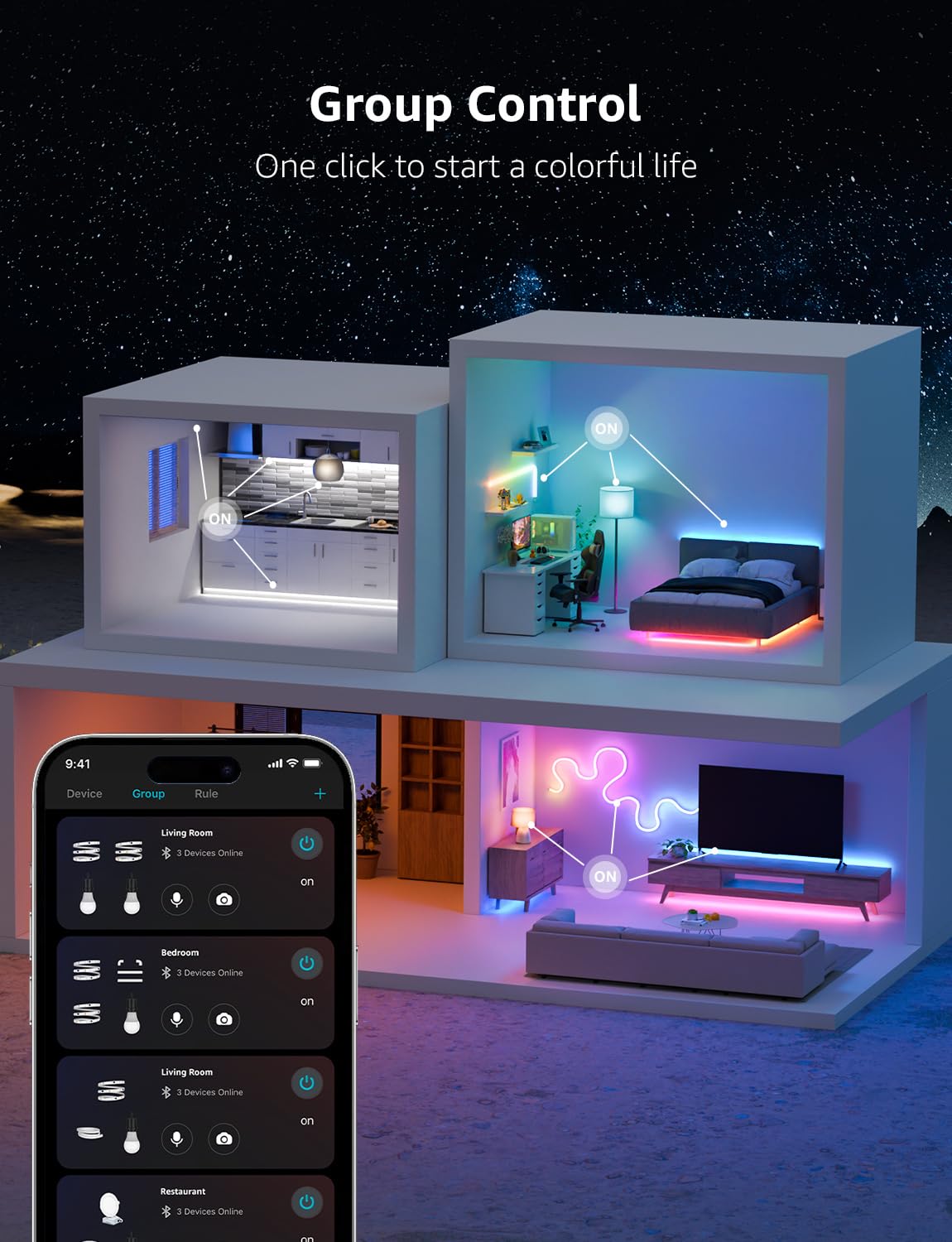 Lepro S1 AI LED Strip Lights for Bedroom - 32.8ft Smart RGB Light Strips with IC and Rainbow Chasing Effects, Color Segment DIY, Personalized Al Lighting Designer, No Remote, 2.4G Wi-Fi & Bluetooth - Image 8