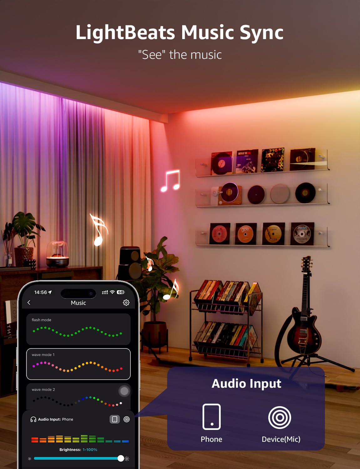 Lepro S2 AI Smart LED Strip Lights - 32.8ft RGBCW Light Strips with 2700K-5700K Tunable Warm White, Color Segment DIY, Personalized Al Lighting Designer, APP Control(No Remote), 2.4G Wi-Fi & Bluetooth - Image 6