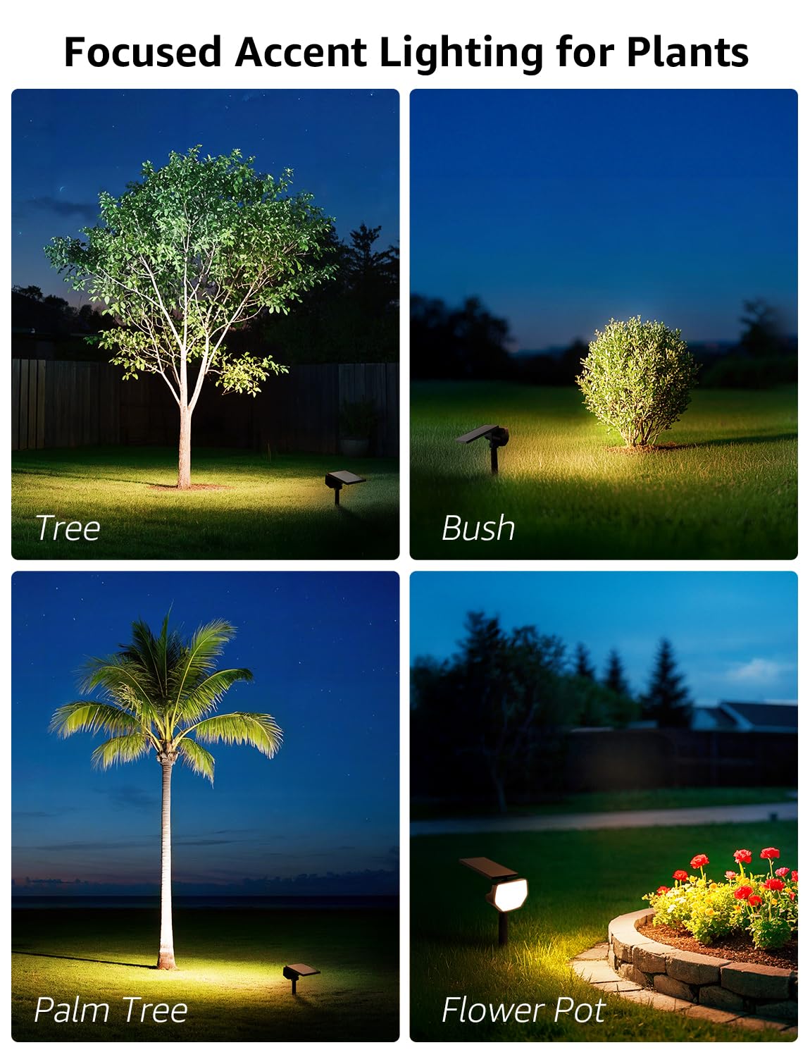 Lepro Solar Decorative Spot Lights 4 Pack, Warm White Accent Lights for Garden Ambiance, IP65 Waterproof Adjustable Landscape Lighting to Highlight Statues, Plants, Pathways & Yard Decor - Image 3