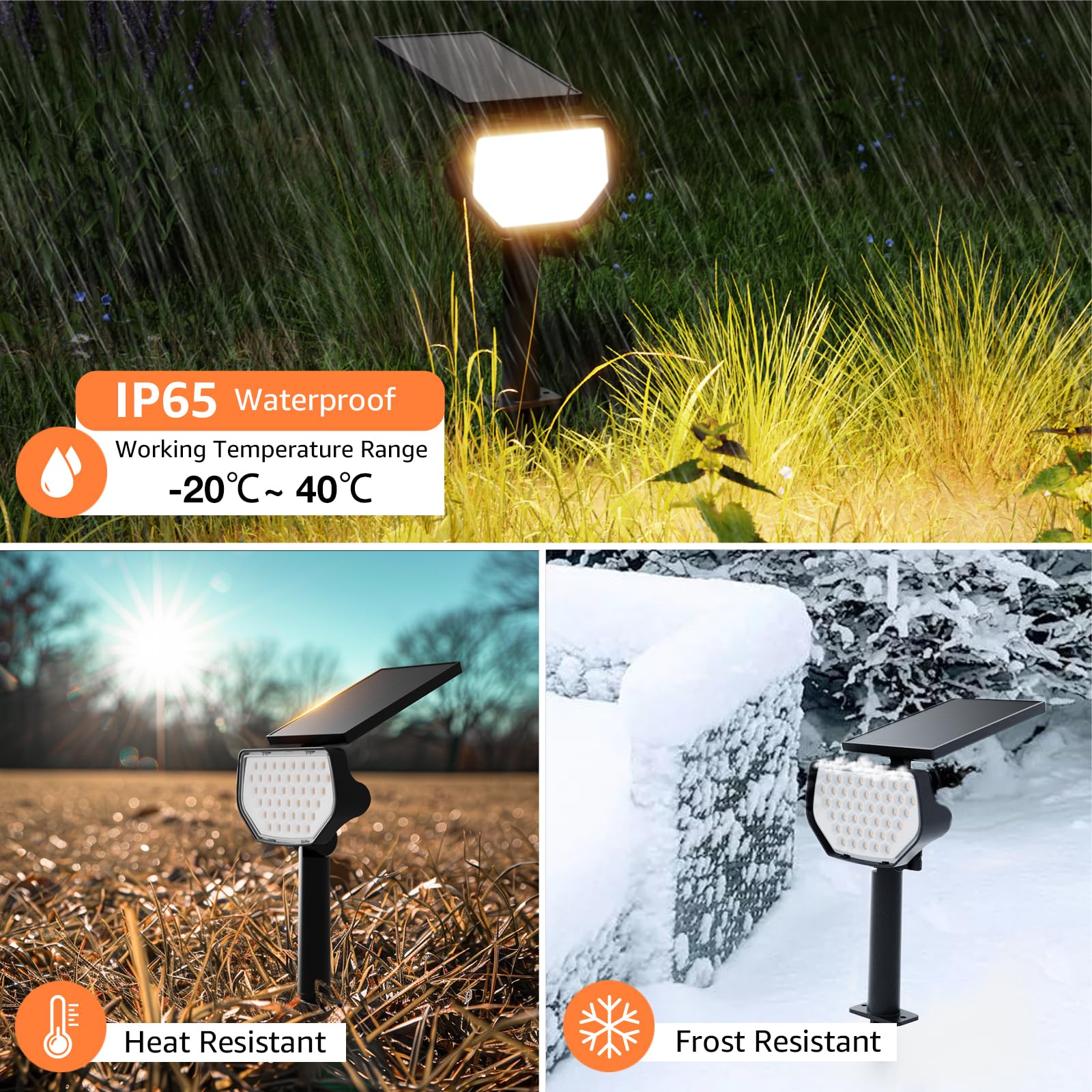 Lepro Solar Decorative Spot Lights 4 Pack, Warm White Accent Lights for Garden Ambiance, IP65 Waterproof Adjustable Landscape Lighting to Highlight Statues, Plants, Pathways & Yard Decor - Image 4
