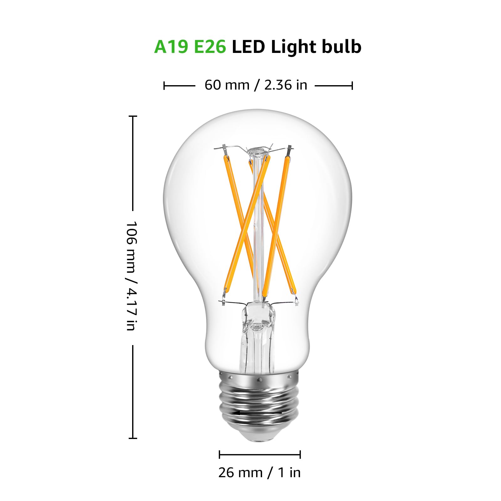 Lepro Vintage LED Bulbs, Dimmable Filament Bulb, 8W 800LM, 60W Equivalent, 2700K Warm White, Classic Clear Glass, A19 Shape, E26 Base, Pack of 5 - Image 6