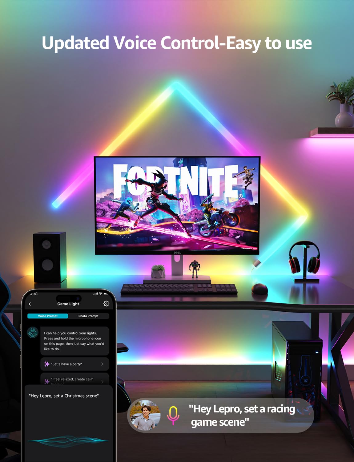 Lepro WL1 AI Smart RGB Wall Lights with LightBeats Music Sync, Personalized AI Lighting Designer, Voice Control Via App, Wi-Fi & Bluetooth LED Light Bars, 8 Pcs with 4 Corners - Image 3