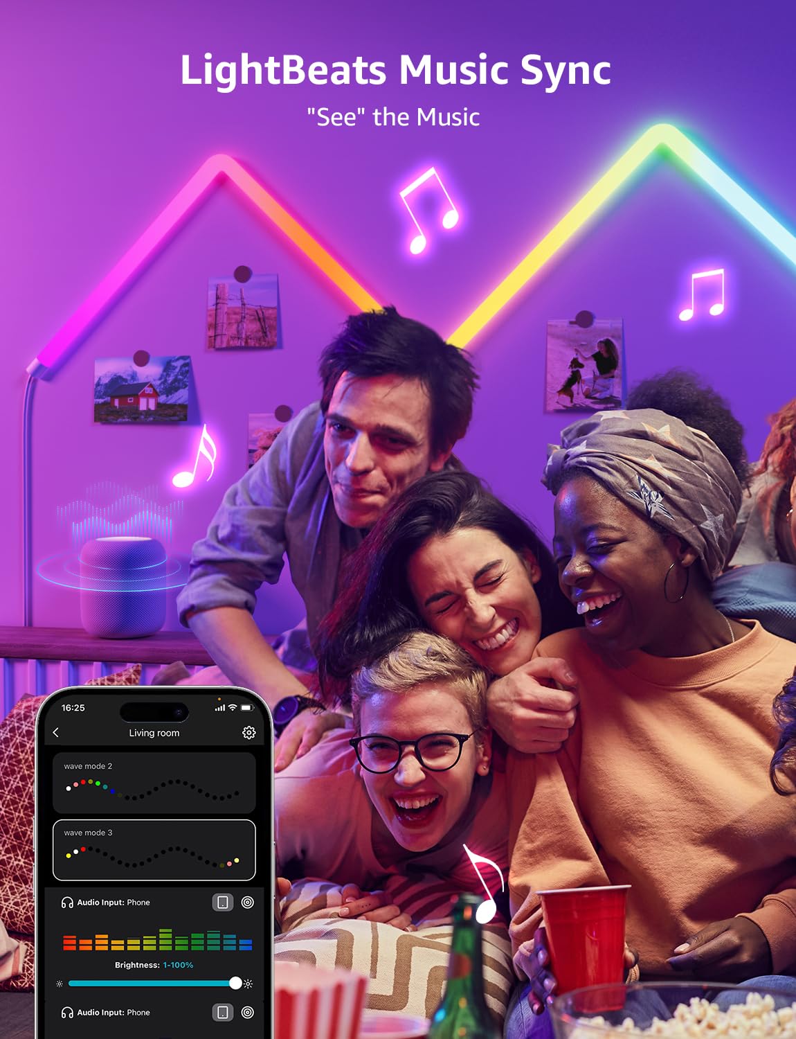 Lepro WL1 AI Smart RGB Wall Lights with LightBeats Music Sync, Personalized AI Lighting Designer, Voice Control Via App, Wi-Fi & Bluetooth LED Light Bars, 8 Pcs with 4 Corners - Image 8