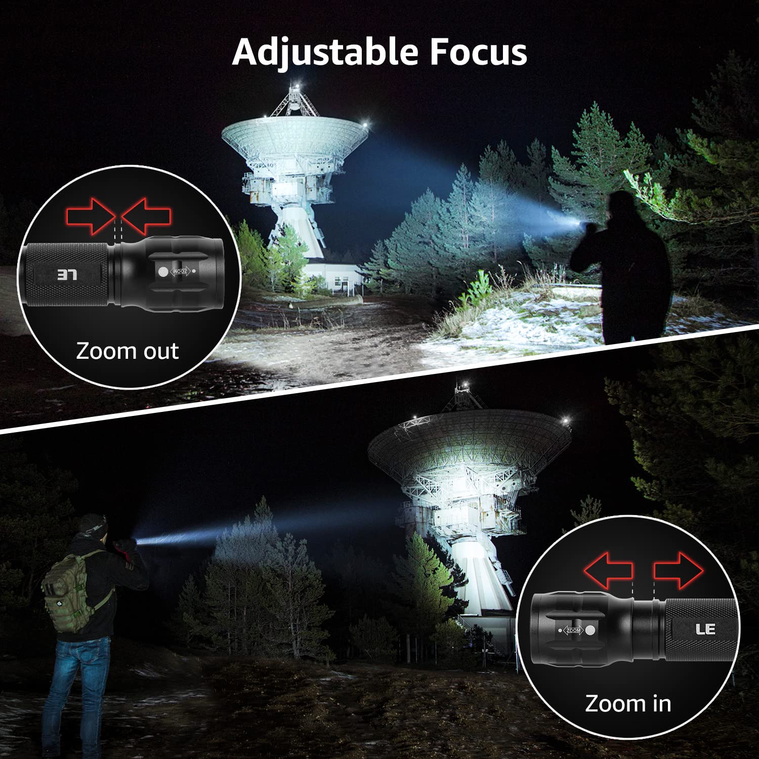 Lighting EVER LED Flashlights High Lumens, Small Flashlight, Waterproof, Adjustable Focus Flash Light for Outdoor, Emergency, AAA Batteries Included, Tactical & Camping Accessories - Image 3