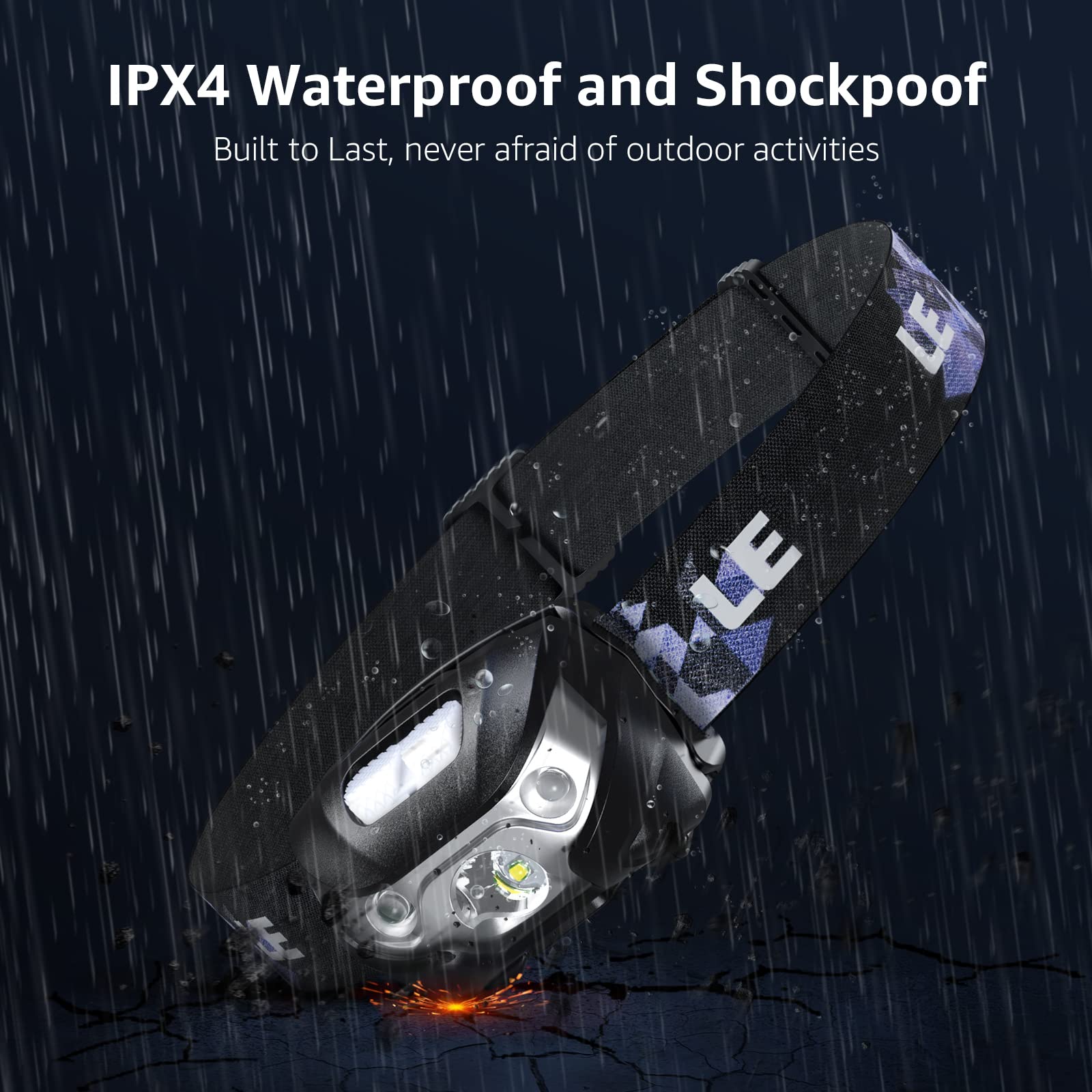 Lighting EVER LED Headlamp Rechargeable 2 Packs - Super Bright Head Lamp with 5 Modes for Camping & Hiking Gear Essentials, IPX4 Waterproof Headlight Flashlight with Red Light, USB Cable Included - Image 6