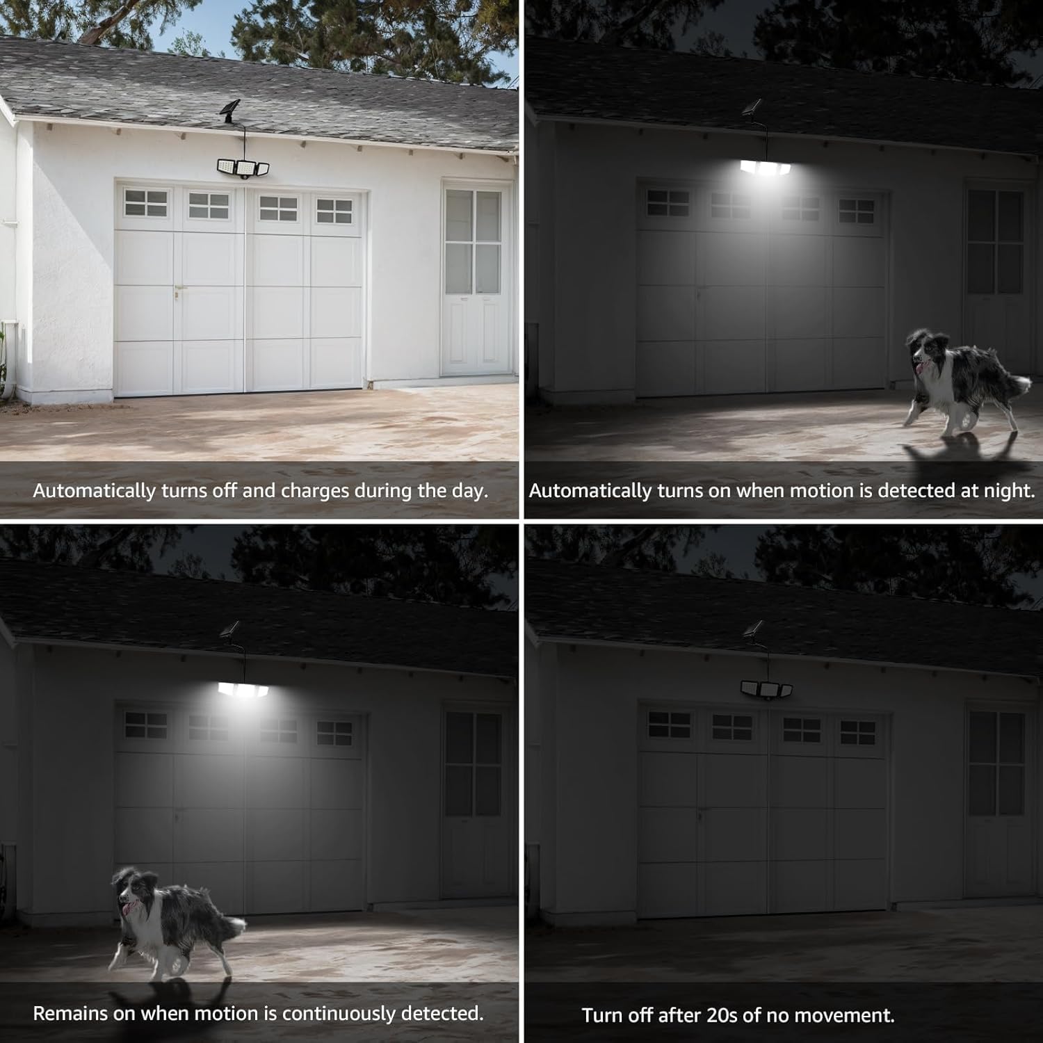 Solar Lights for Outside, WL5000 Motion Activated Security Lights, Separate Solar Panel, 3 Adjustable Head 270° Wide Lighting Angle, IP65 Waterproof Wall Lamp for Porch Yard Garage, 2 Packs - Image 7