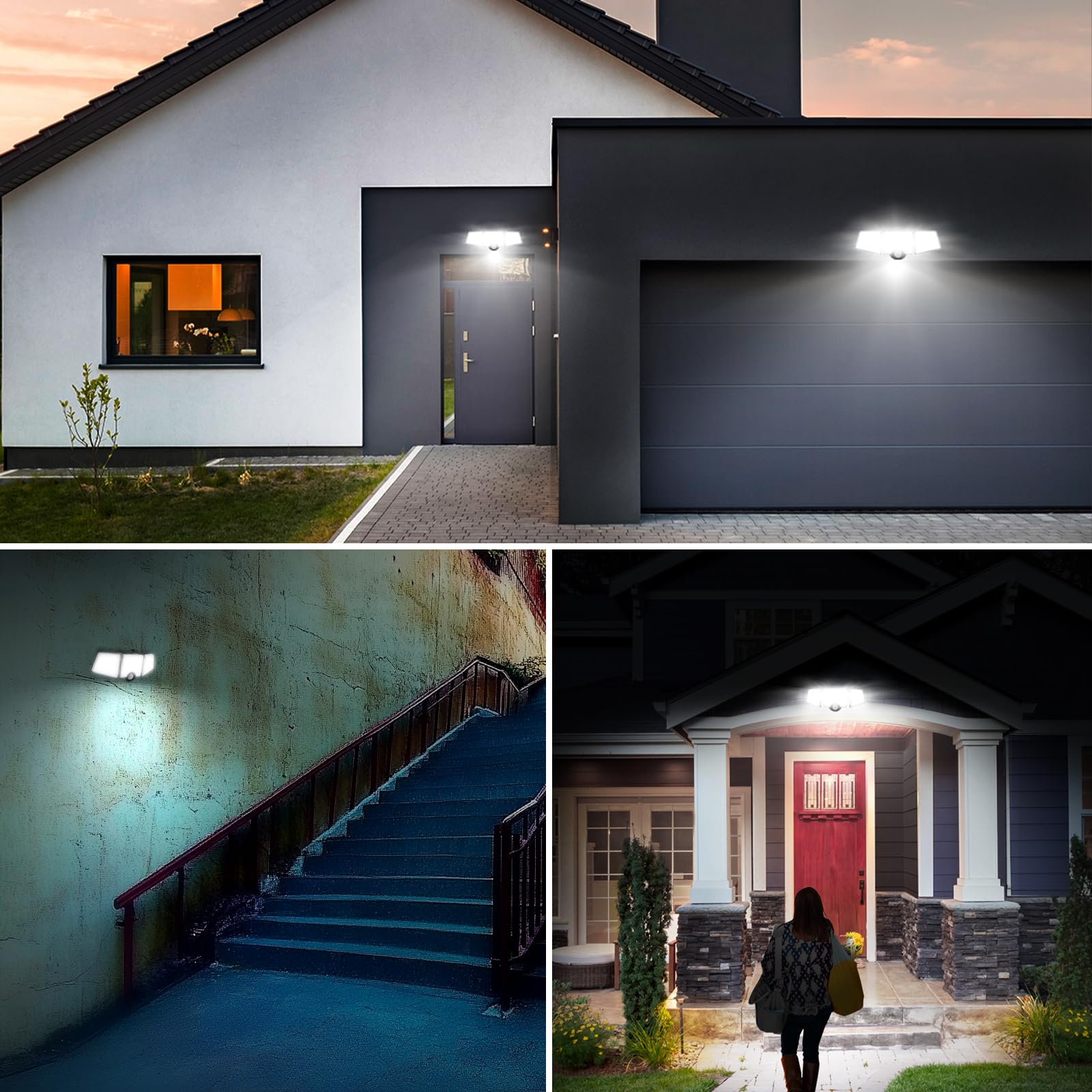 Solar Lights for Outside, WL5000 Motion Activated Security Lights, Separate Solar Panel, 3 Adjustable Head 270° Wide Lighting Angle, IP65 Waterproof Wall Lamp for Porch Yard Garage, 2 Packs - Image 9